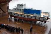 «СМК-2176» в доке перед спуском на воду. ОАО «Мурманский судоремонтный завод Морского флота»